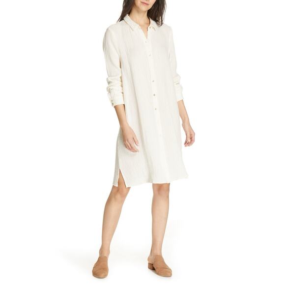 Eileen Fisher Dresses & Skirts - Eileen Fisher Organic Cotton Gauze Shirt Dress Minimalist Capsule Size PM NWT